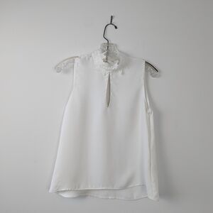 ZARA Basic Ivory Sleeveless Blouse with Lace Detail - Size EUR XS